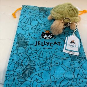Jellycat Plush Turtle Keychain with Blue Bag